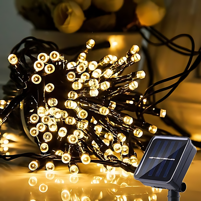 LUCES NAVIDEÑAS CON PANEL SOLAR- AMBAR 30 METROS