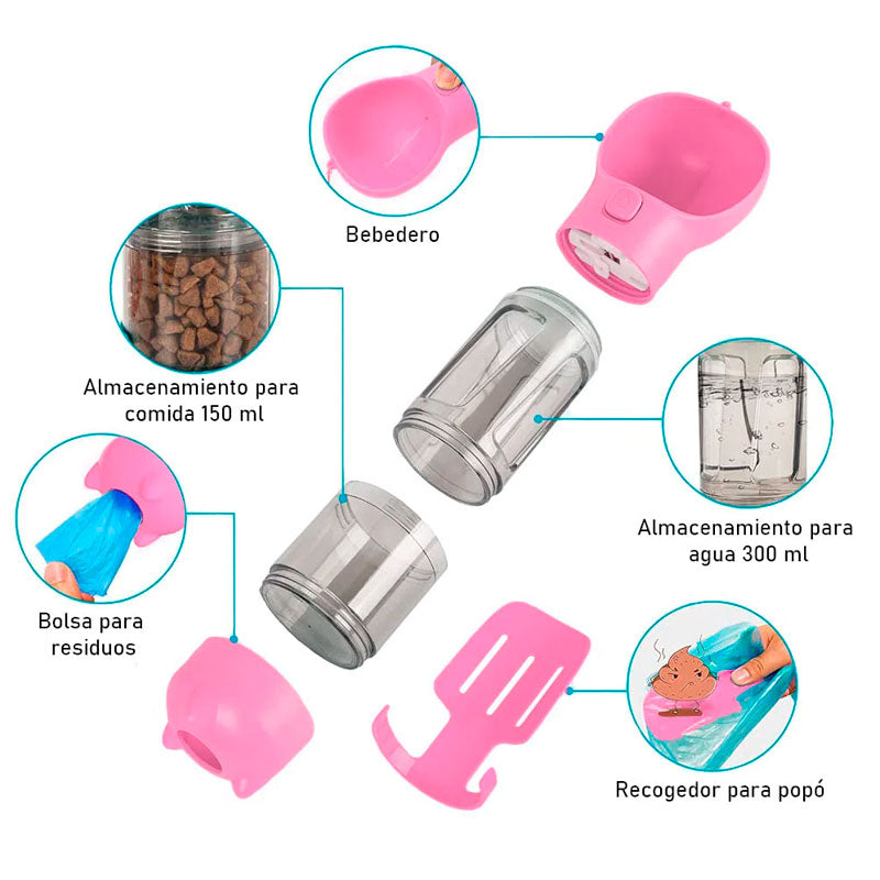 BOTELLA MULTIFUNCIONAL 4 EN 1 PARA MASCOTAS